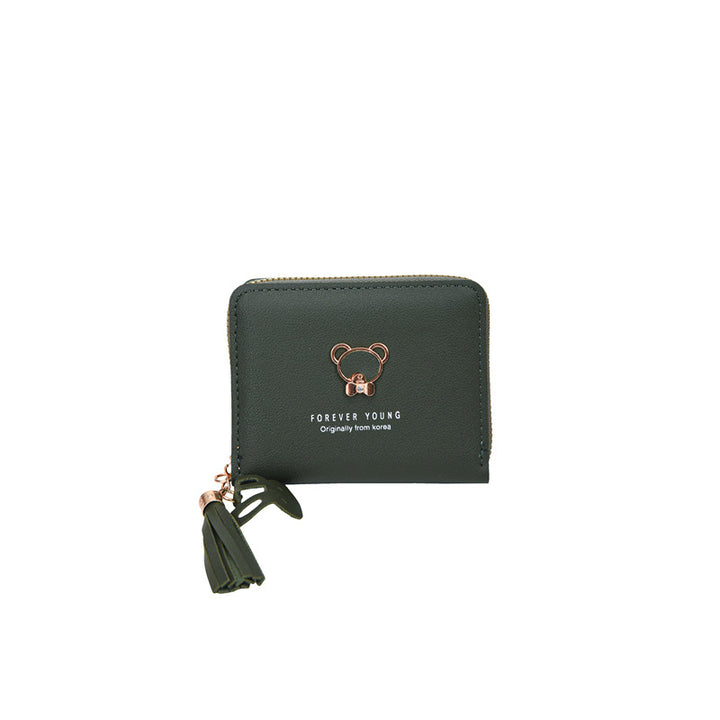 Cute Bear Charm Zipper Wallet