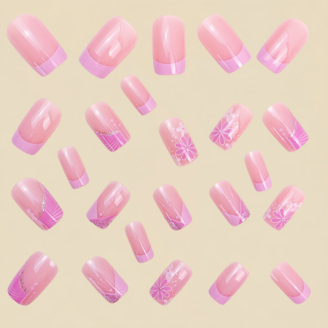 Floral Acrylic Press-On Nail Art Kalsten