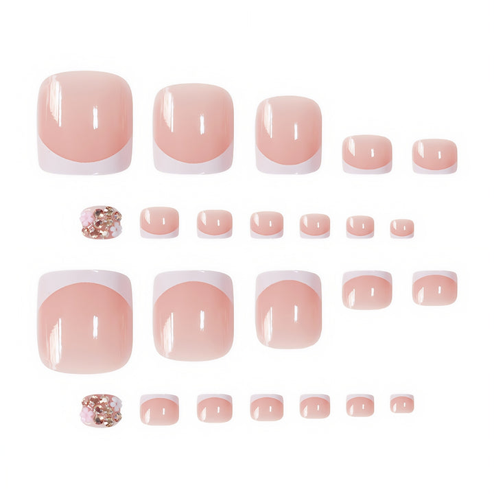Decorative Press-On Toenails with Floral and Glitter Accents Kalsten