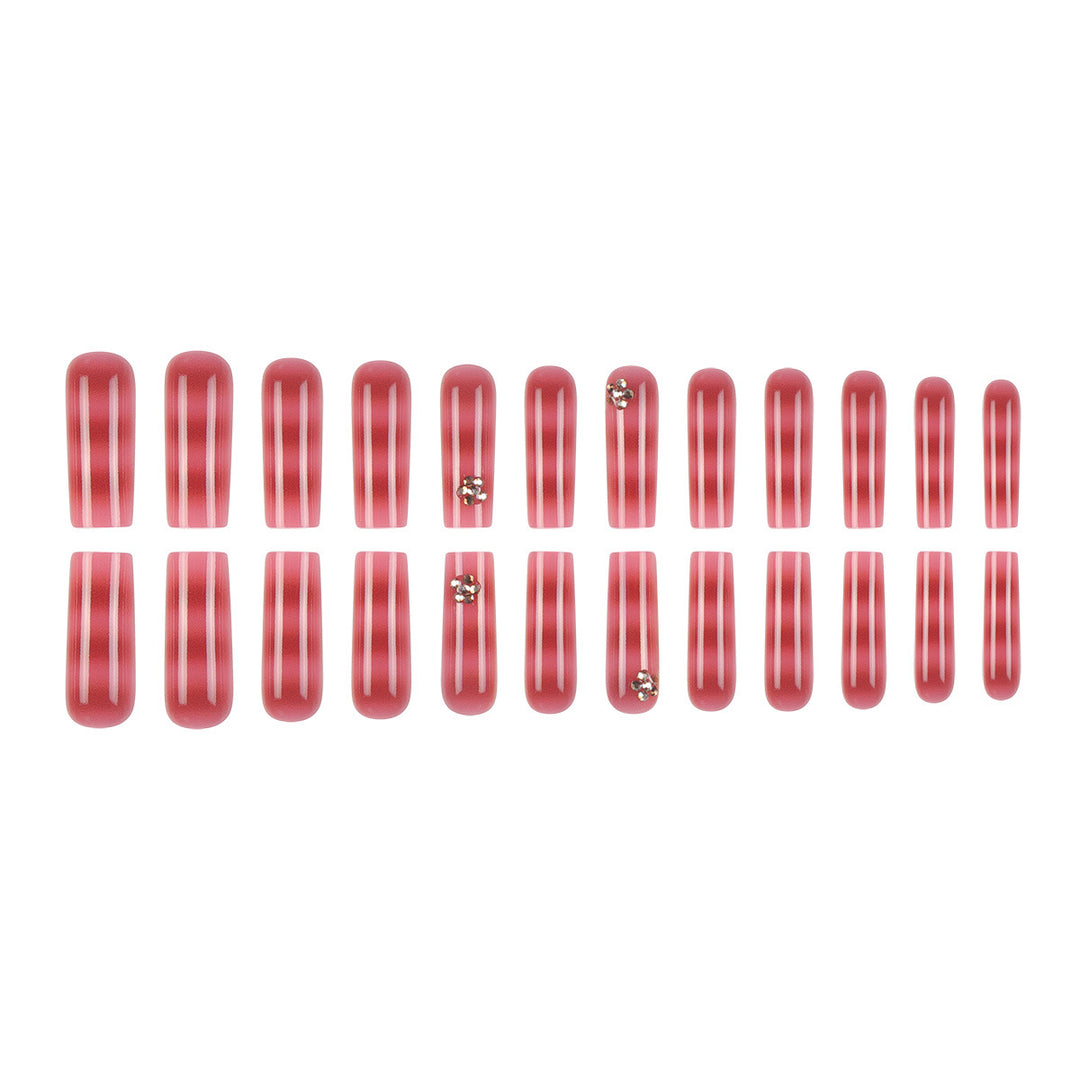 Long Glossy Press-On Nails Design Kalsten