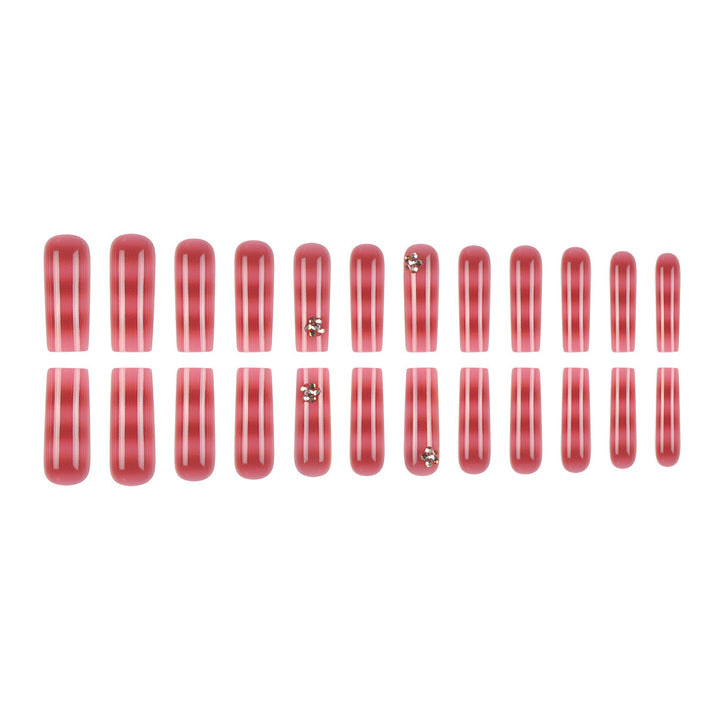 Long Glossy Press-On Nails Design Kalsten