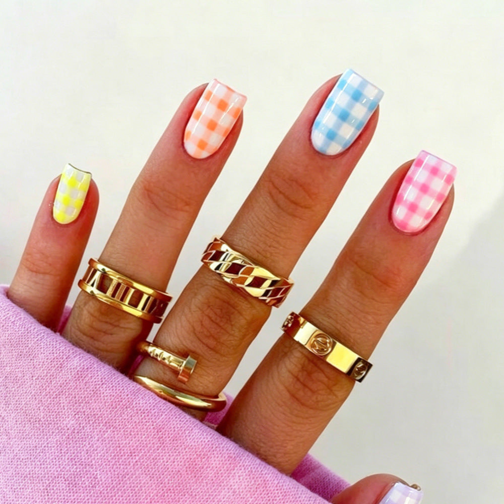 Gingham Pattern Nail Art Wraps Kalsten