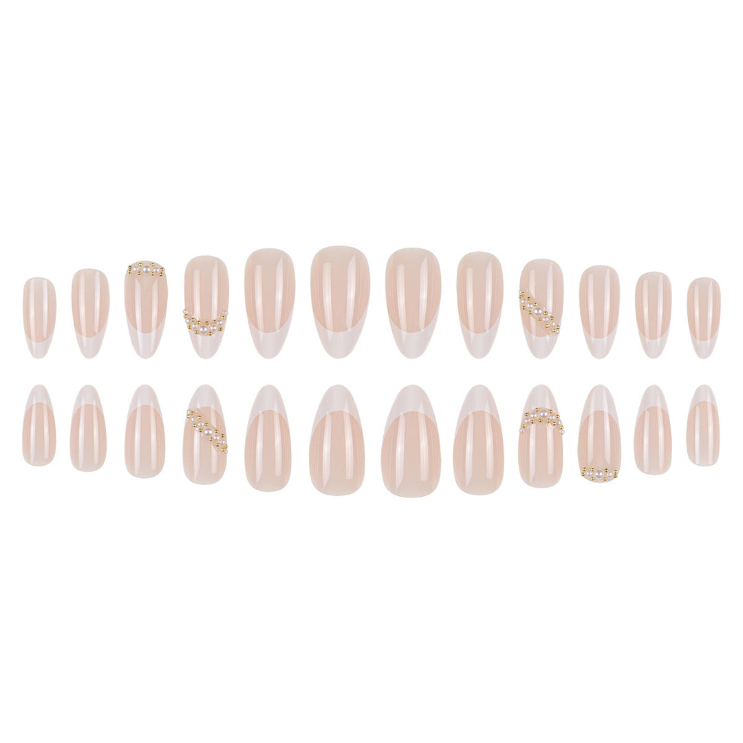Elegant Stiletto Press-On Nails with Pearl and Rhinestone Accents Kalsten