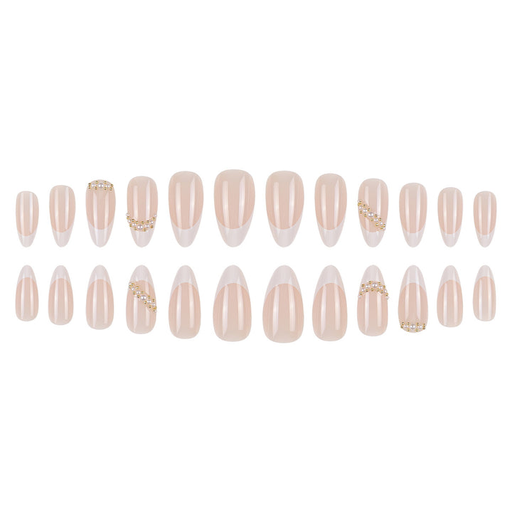 Elegant Stiletto Press-On Nails with Pearl and Rhinestone Accents Kalsten