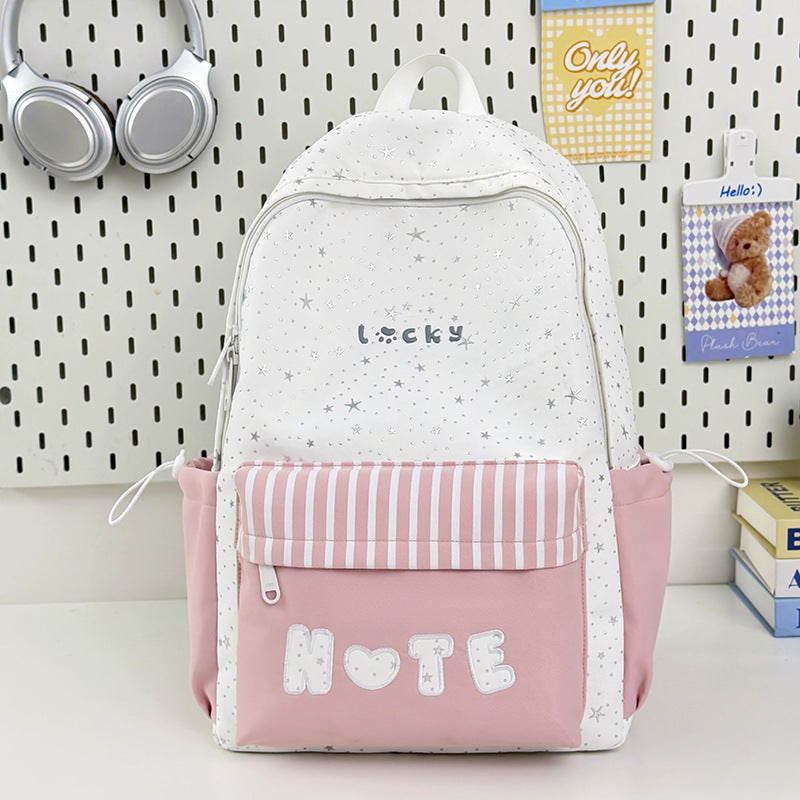 Cute Illustrated Star-Embellished Backpack Kalsten