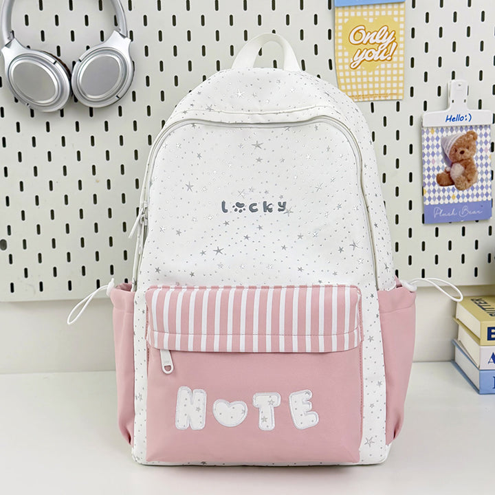 Cute Illustrated Star-Embellished Backpack Kalsten
