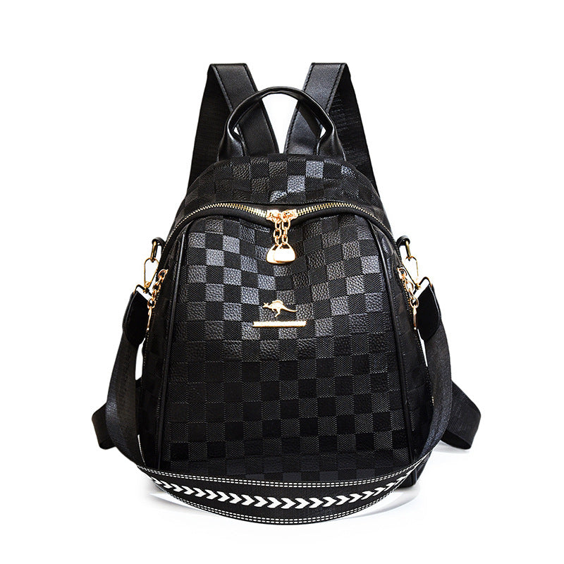 Stylish Checkerboard Pattern Backpack