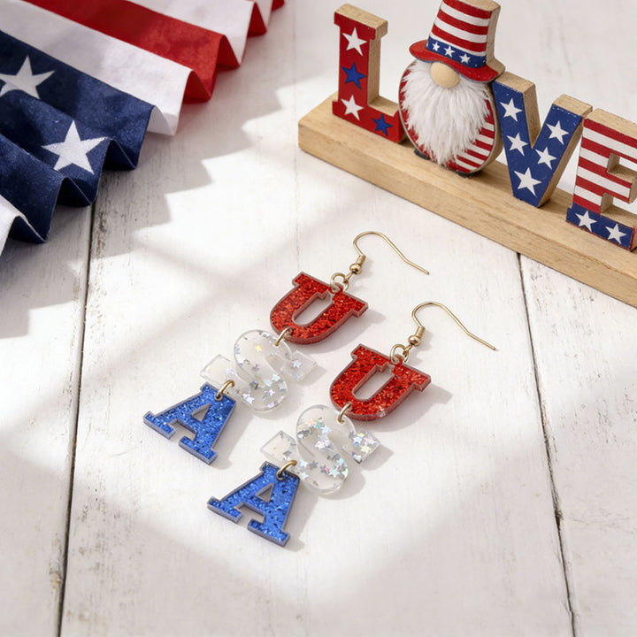 Women's eye-catching statement earrings made of acrylic with patriotic bow pendant Kalsten