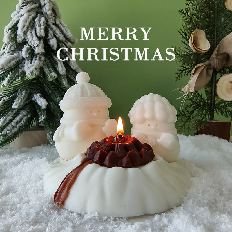 Winter-Themed Decorative Candle