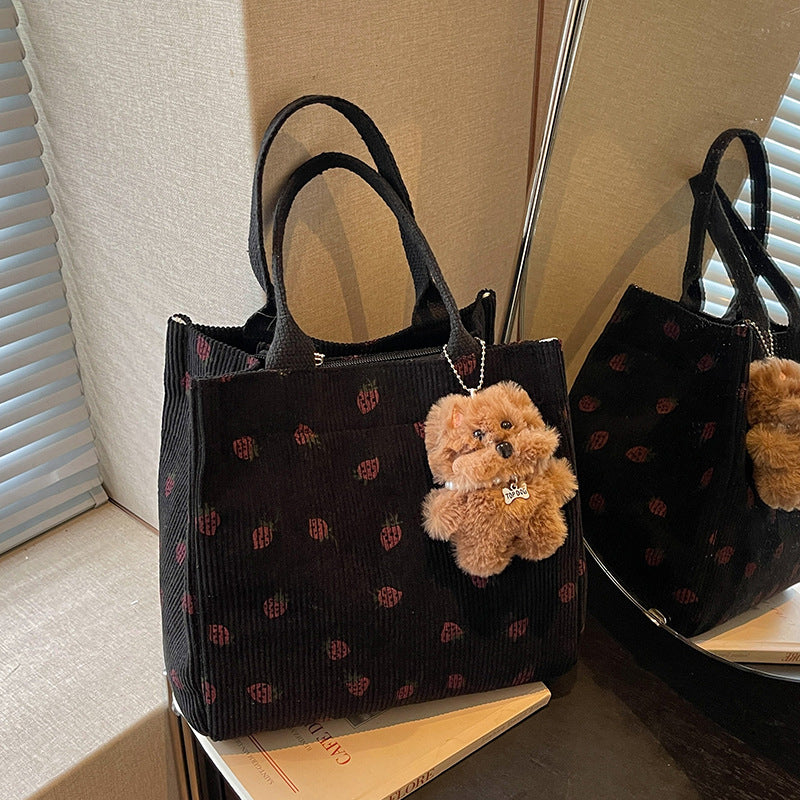 Cute Strawberry Print Fabric Tote Bag