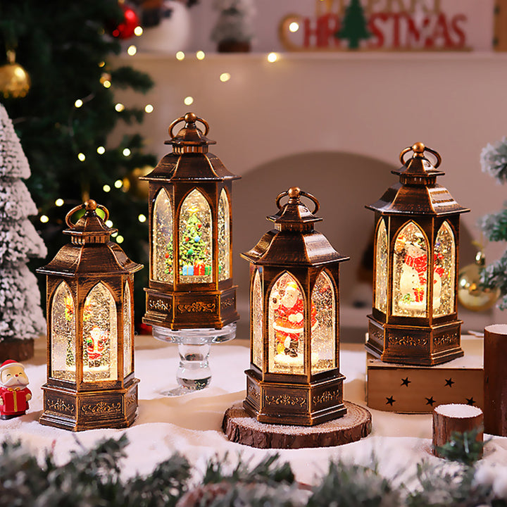 Nostalgic Christmas lantern with snowman scene Kalsten