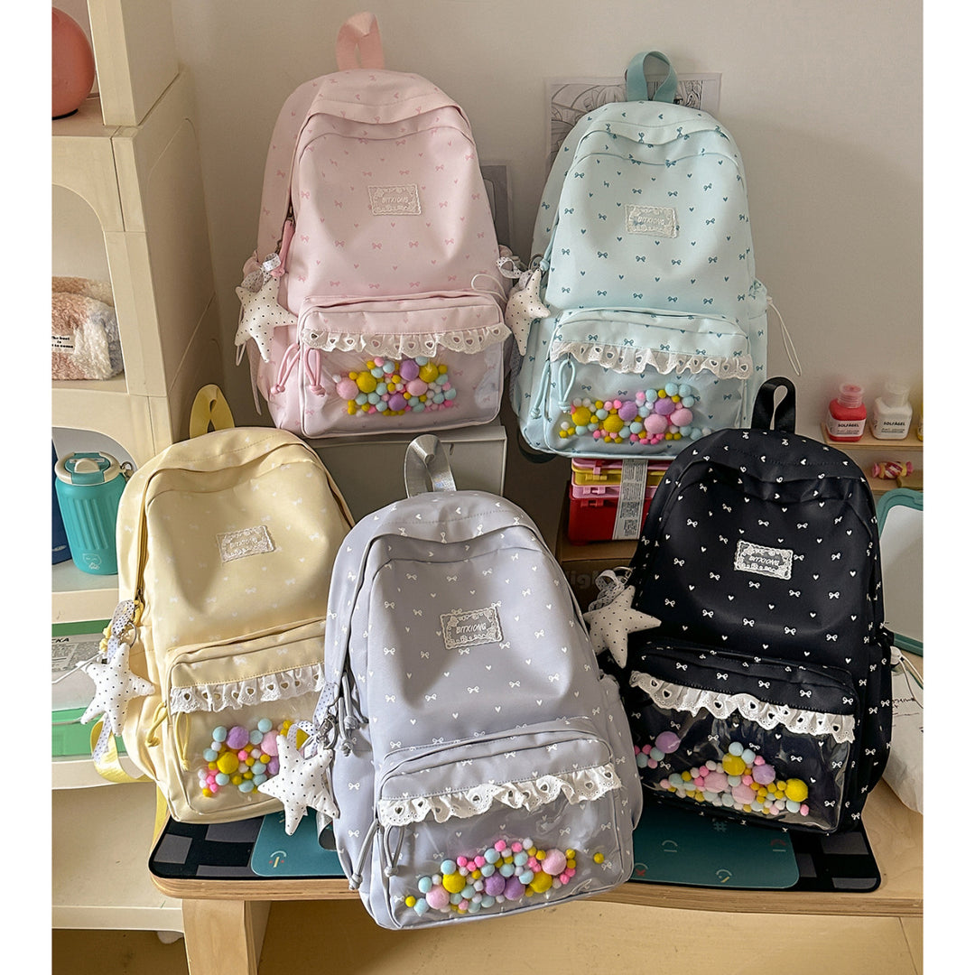 Cute Bow-Embellished Casual Backpack Kalsten