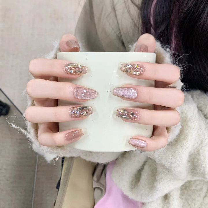Elegant Press-On Nail Set with Sparkling Accents Kalsten