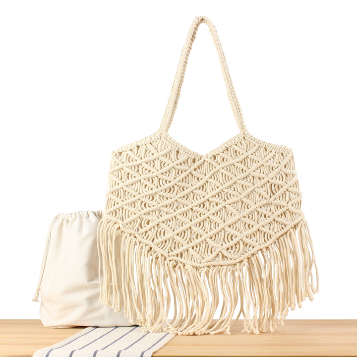 Creative Macrame Bag with Fringed Design Kalsten