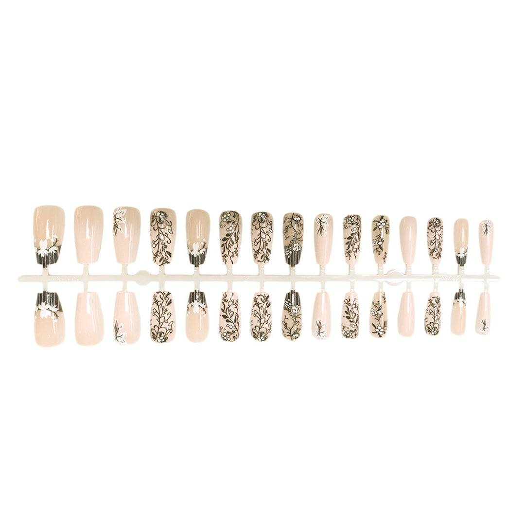 Elegant Floral-Inspired Press-On Nail Design