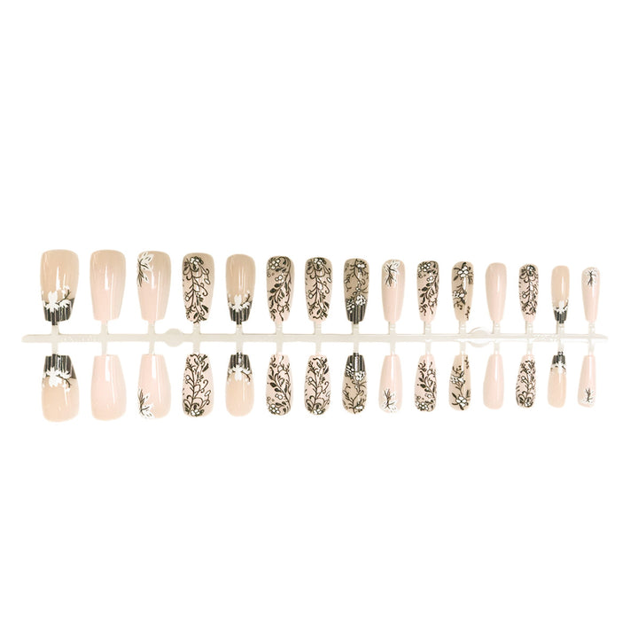 Elegant Floral-Inspired Press-On Nail Design