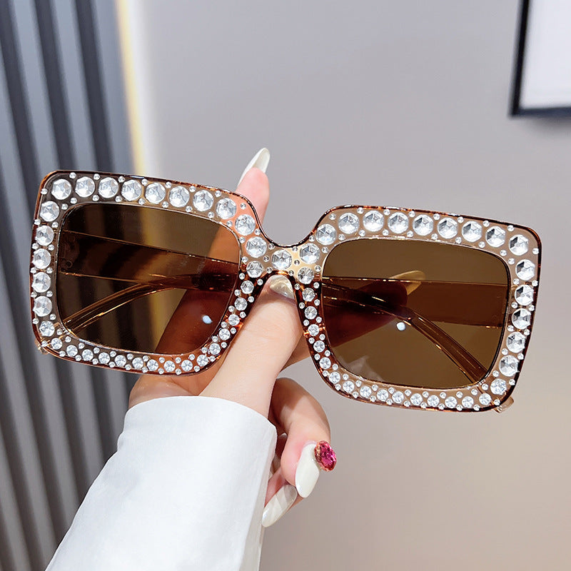 Glamorous Rhinestone-Embellished Square Sunglasses Kalsten