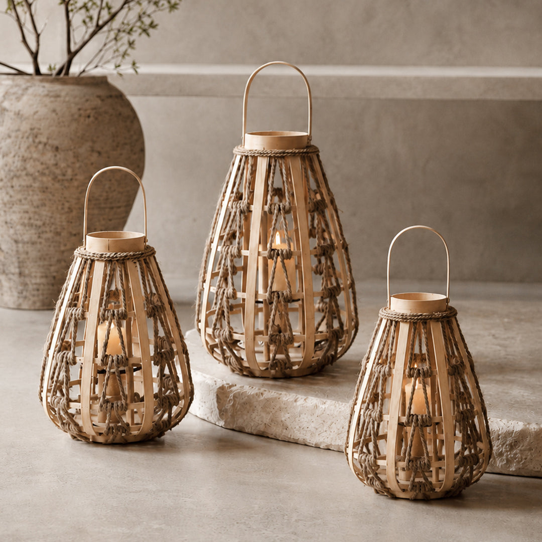 Decorative lantern made of rattan Kalsten