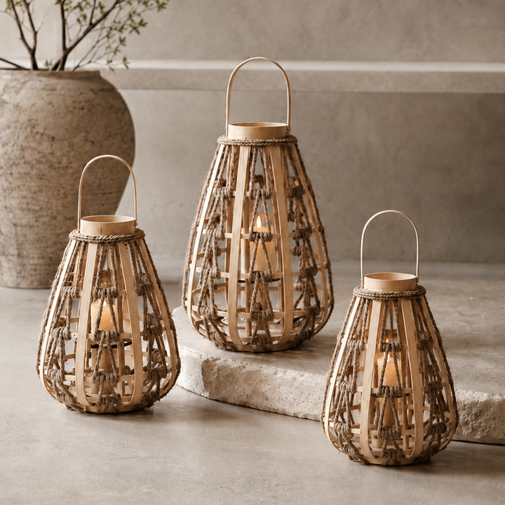 Decorative lantern made of rattan Kalsten