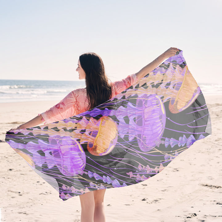 Beach towel with elegant jellyfish pattern Kalsten