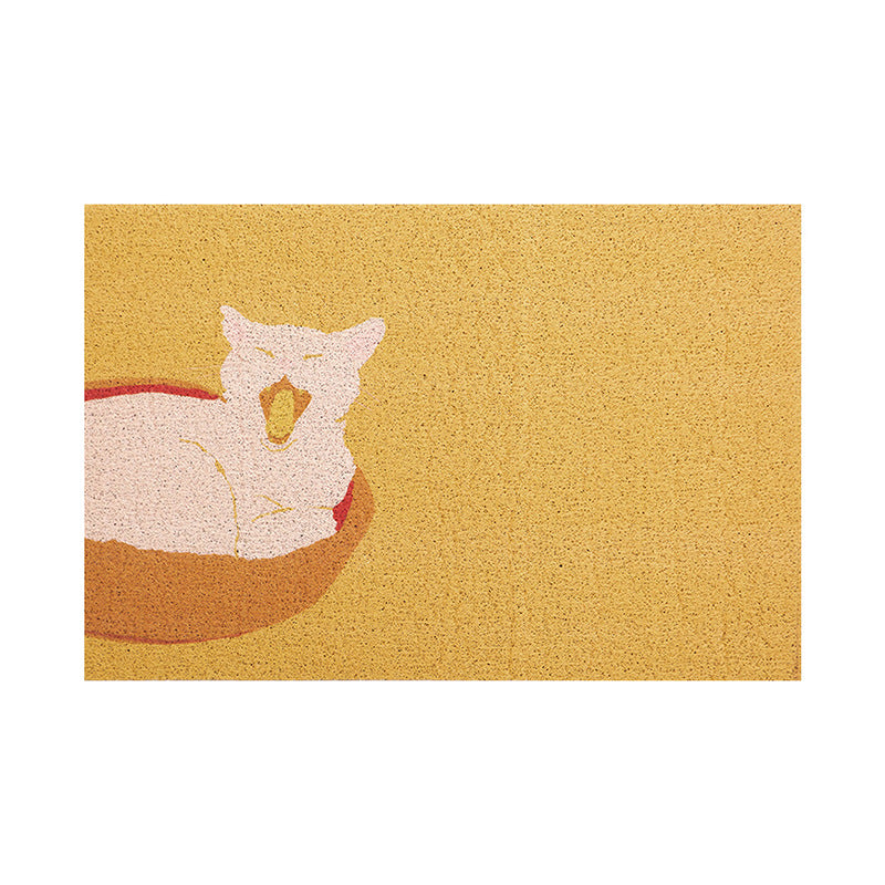 Coconut doormat with vertical striped structure and playful dog motif Kalsten