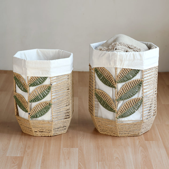 Rustic laundry basket with floral pattern Kalsten