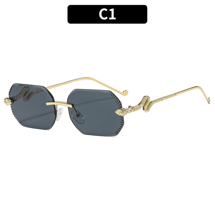 Artistic Snake-Detail Geometric Sunglasses