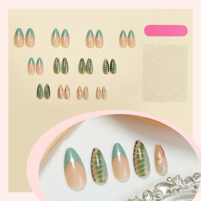 Artistic Press-On Nail Set with Unique Abstract Patterns kalsten