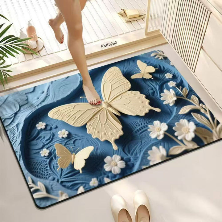 3D Butterfly Pattern Bath Mat