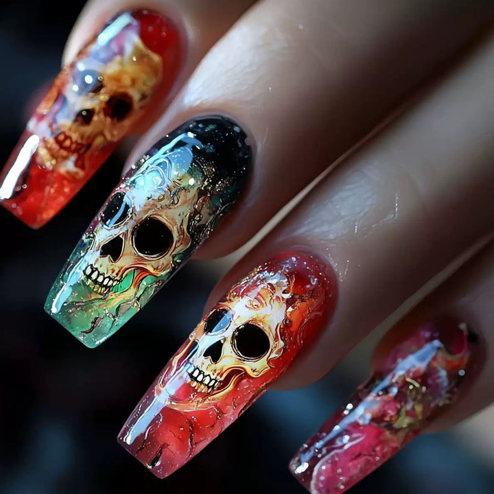 Art nails with creative skull design Kalsten