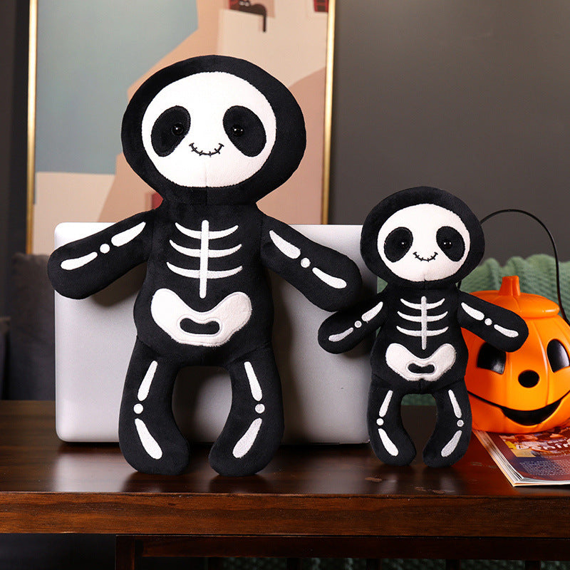 Soft Plush Skeleton Panda Sitting Cuddle Doll with Embroidered Bone Motif Kalsten