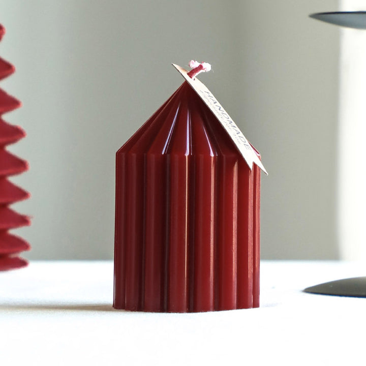 Textured Vertical-Ribbed Pointed-Top Decorative Pillar Candle