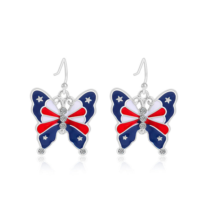 Women's lightweight star earrings with enamel flag design and fishhook Kalsten