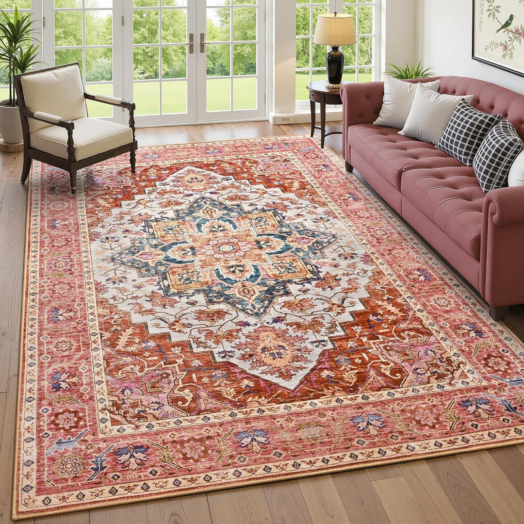 Elegant Vintage-inspired Polyester Rug