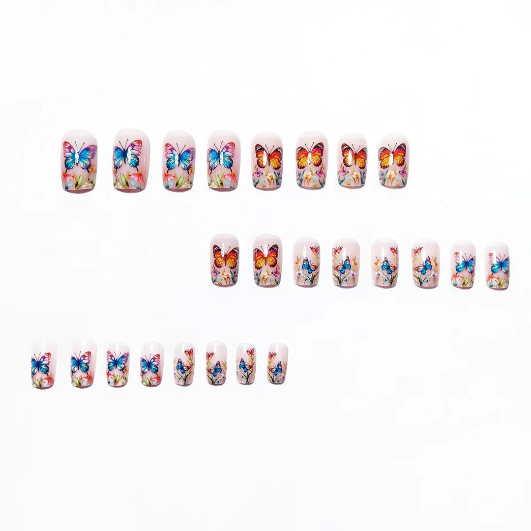 Creative Art Nails with Colorful Butterfly Design Kalsten