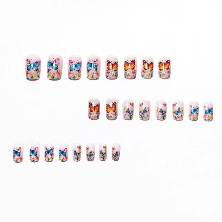Creative Art Nails with Colorful Butterfly Design Kalsten