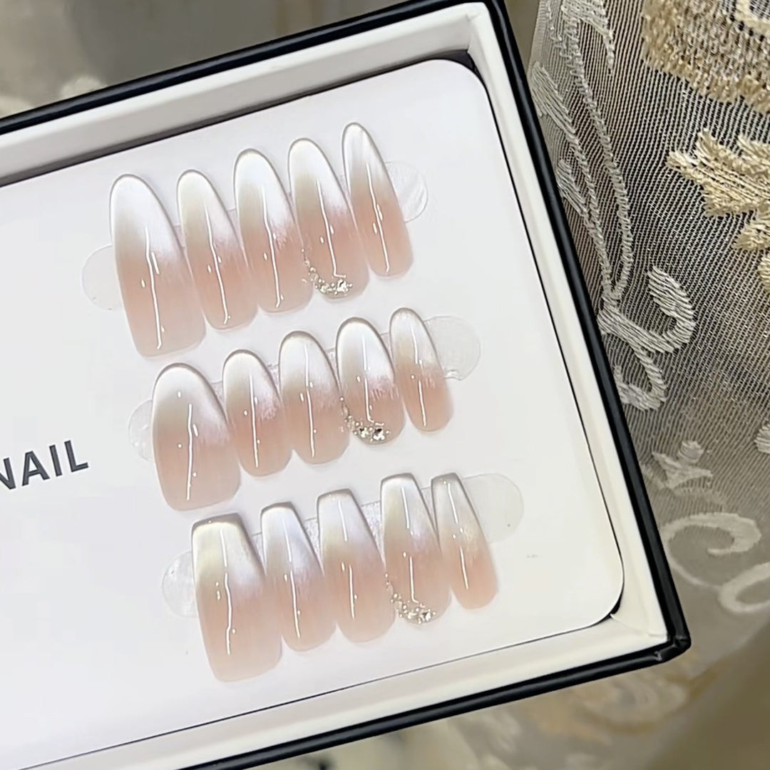 Elegant Press-On Nail Set with Ombre Finish and Decorative Accents Kalsten