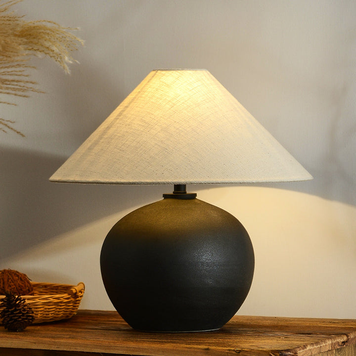 Elegant Table Lamp with Textured Ceramic Base