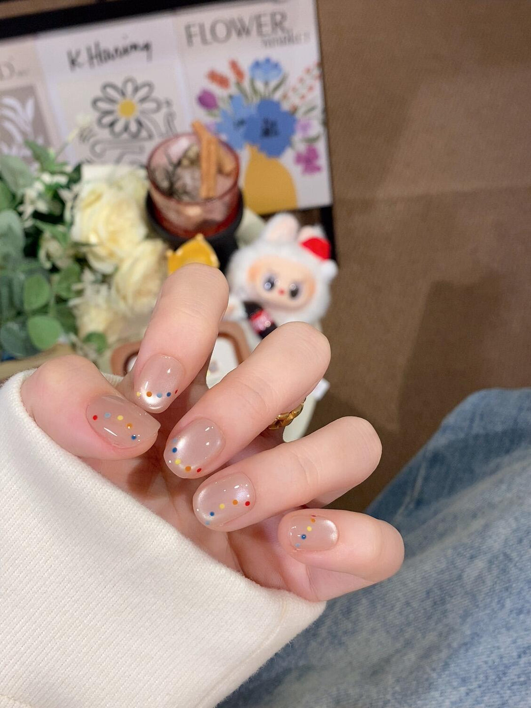 Decorative artificial nails with colorful dots Kalsten