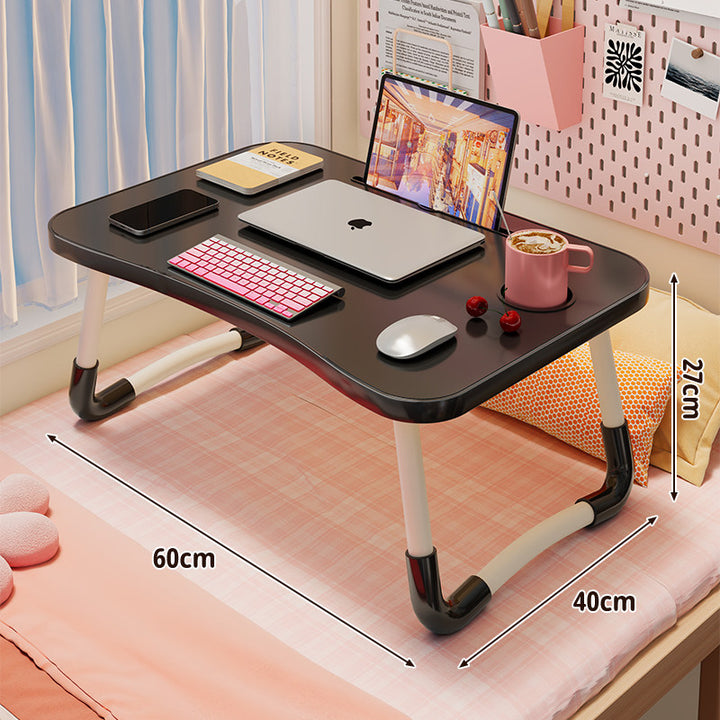 Foldable Portable Bed Laptop Table with Rounded MDF Top and Locking Folding Legs