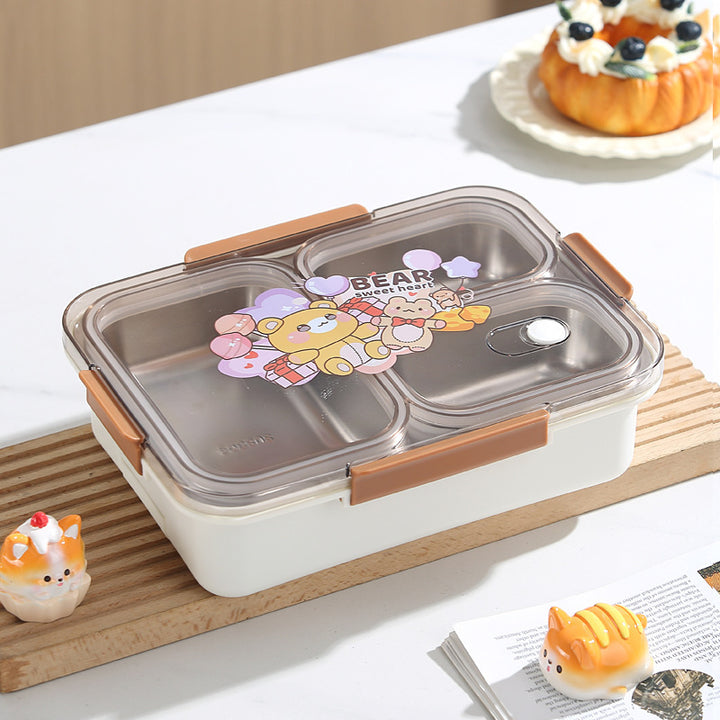 Bear-Themed Multi-Compartment Bento Lunch Box
