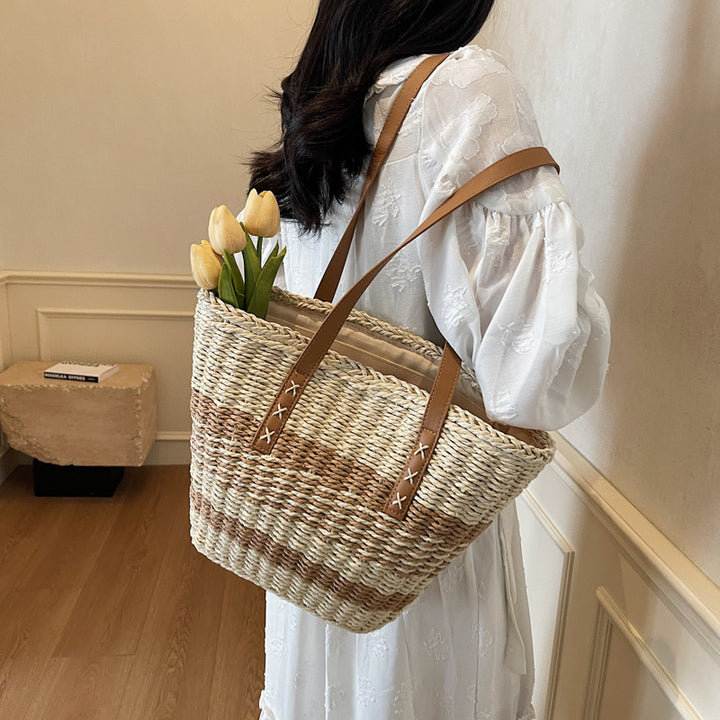 Comfortable beach bag with leather handles Kalsten