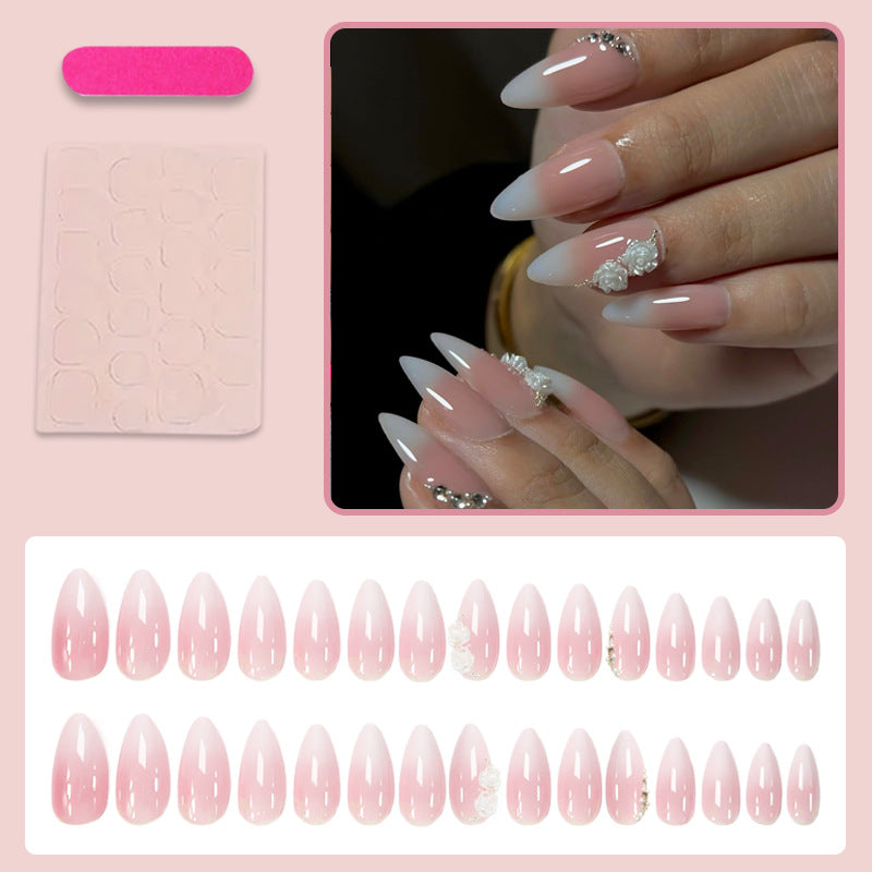 Acrylic Nail Set with Elegant Bows and Glamorous Accent Kalsten