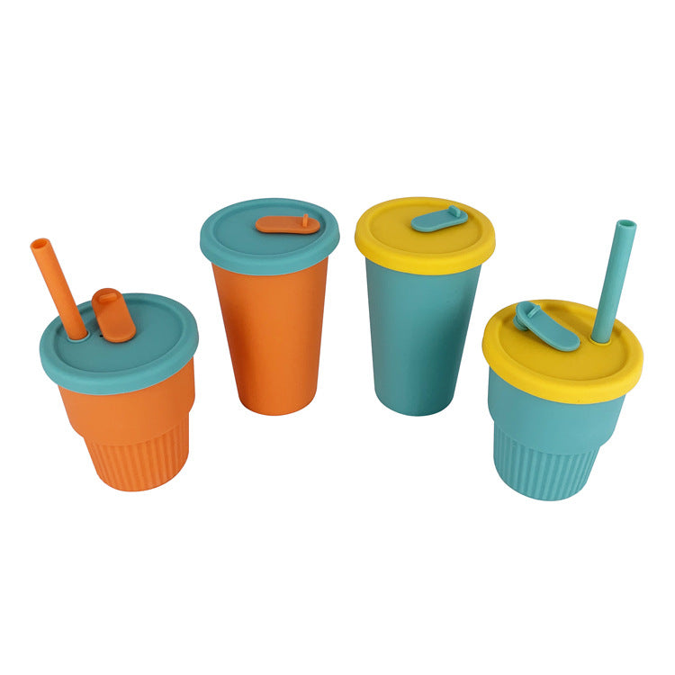 Women Silicone Drink Cup with Lid and Straw Kalsten