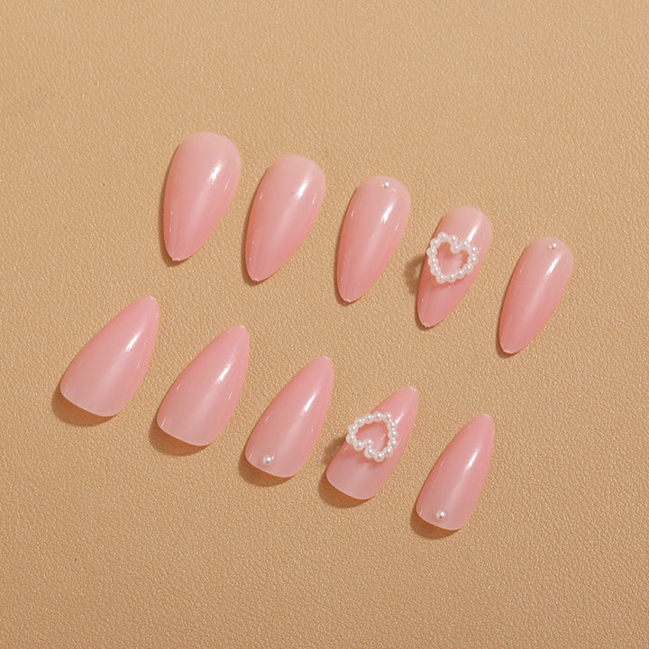 Artificial nails with 3D bow and pearl design Kalsten