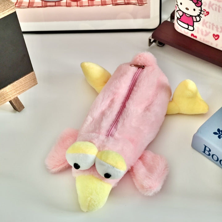 Plush Animal-Themed Zippered Storage Pouch