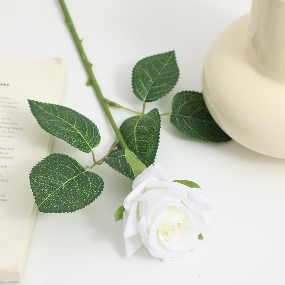Artificial Silk Rose with Leaves