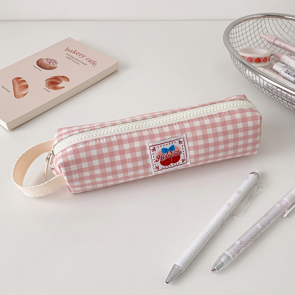 Vintage Checkered Pencil Case