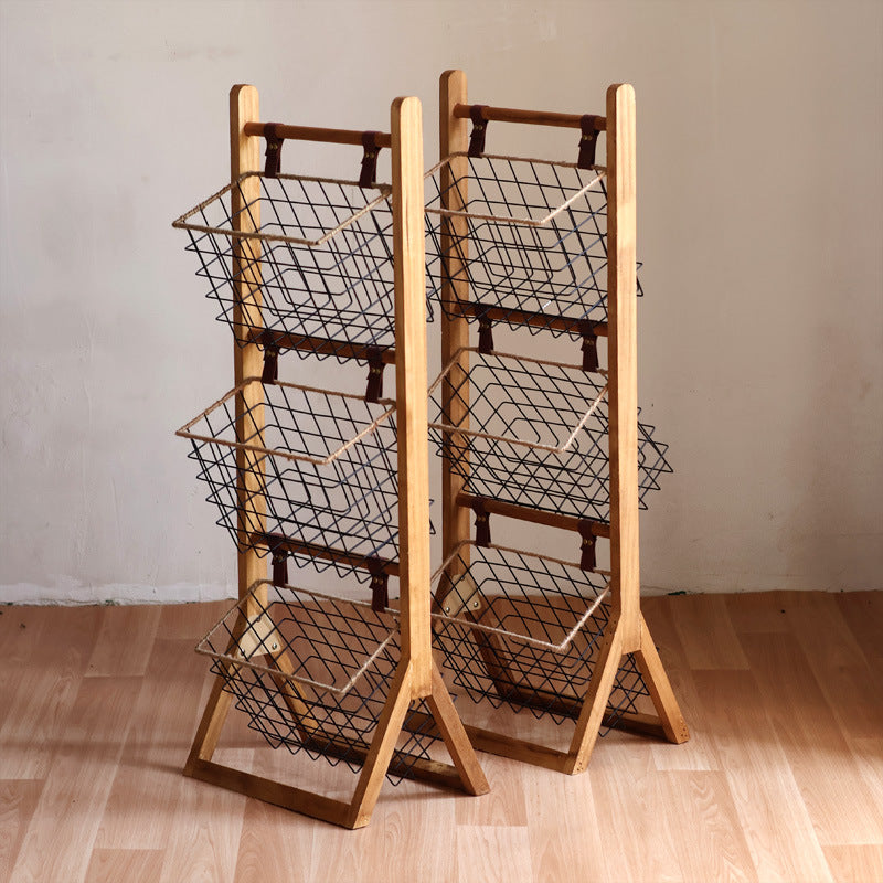 High-quality storage tower made of wood with metal baskets Kalsten