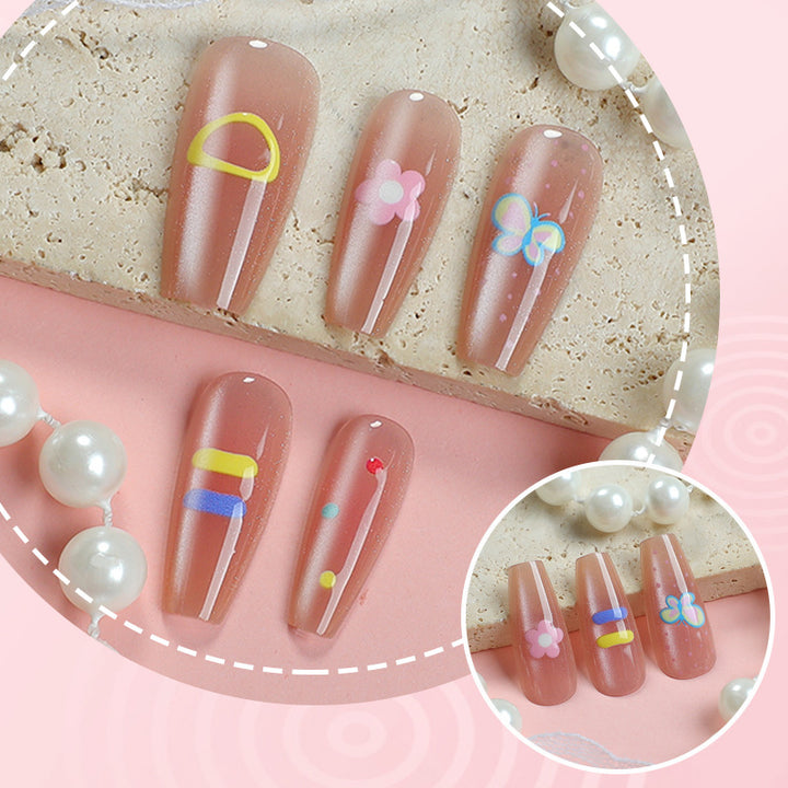 Decorative Press-On Nail Art Set with Floral and Patterned Designs